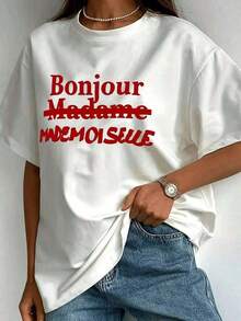 Fashionable Graphic Print T-Shirt, Short Sleeve, Crew Neck, Casual Style For Summer And Spring, Women's Clothing. This Women's Short-Sleeved T-Shirt Is Made Of A Soft, Breathable, And Lightweight Fabric, Comfortable For All-Day Wear. Perfect For Everyday Use. - 白色 - 查看 7