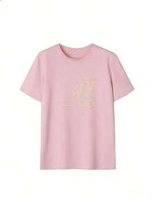 Casual T-Shirt With A Stylish Urban And Youthful Look. This  Short-Sleeved T-Shirt Is Perfect For Spring And Summer 2026. Made In Mexico, It's 180 Grams. Featuring A Cartoon Print And A Couple Design, It's Suitable For Indoor Or Outdoor Wear. The Crew Neck Is Unisex, Making It Ideal For Both Office And Leisure. One-Pack. - PK-P631577SLNDXZGY592 - 查看 2