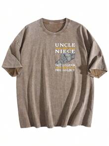 Uncle And Niece Matching The Legend The Legacy T-Shirt,Double-Sided Printed Unisex T-Shirt, Vintage Streetwear Heavyweight Cotton Tee, Anime Manga Casual Daily Top, Ideal Gift For Anime Enthusiasts - 咖啡 - 查看 2