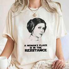 2026 New Cotton Shirt R 90s S1star Princesse, A Woman's Place Is In Resistance, Birthday Gift Adult Toddler T1EE220G 220g Cotton Work Shirt Comfortable For Long Days. Suitable For All Types Of People, Whether Women Or Men. Durable High-Quality Fabric, Suitable For All Seasons, Soft To The Touch, Yet Durable. Breathable Tops. Women's Autumn Sets. Women's Vacation Sets - 白色的 - 查看 1