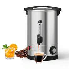 Large Capacity Industrial Coffee And Tea Machine - Stainless Steel Urn With Double Thermal Wall - Fast Dispenser - Temperature Control - 10L/16L, Perfect For Parties And Buffets - Silver - View 7