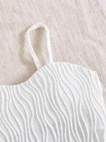 VCAY Top de Cami acolchado y texturizado marrón para mujeres con estilo de vacaciones - Blanco - Ver 4