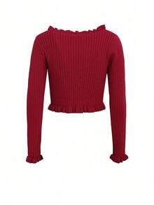 Cárdigan rojo con volantes para el Día de San Valentín de las mujeres, ropa de otoño - Rojo - Ver 10