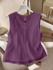 de tirantes de unicolor casual de talla grande, verano - Morado - Ver 2