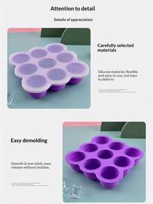 2-Tone 9-Grid Silicone Baby Food Freezer Container With Lid, 1 Ice Cube Tray - Multicolor - View 6