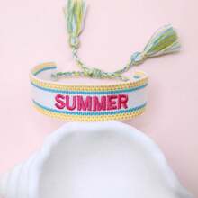1pc SUMMER Bohemian Vacation Style Handmade Woven Bracelet Festival Gift Party Beach Travel Wear Boho Wristband - Multicolor - View 3