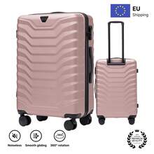 W WINGS مجموعة أمتعة عائلية كبيرة أو حقيبة سفر 14 بوصة 16 18 20 24 28 بوصة ABS+ | قفل مركب، مقبض تلسكوبي، جودة عالية، عجلات دوارة 360° - وردي - مشاهدة 9