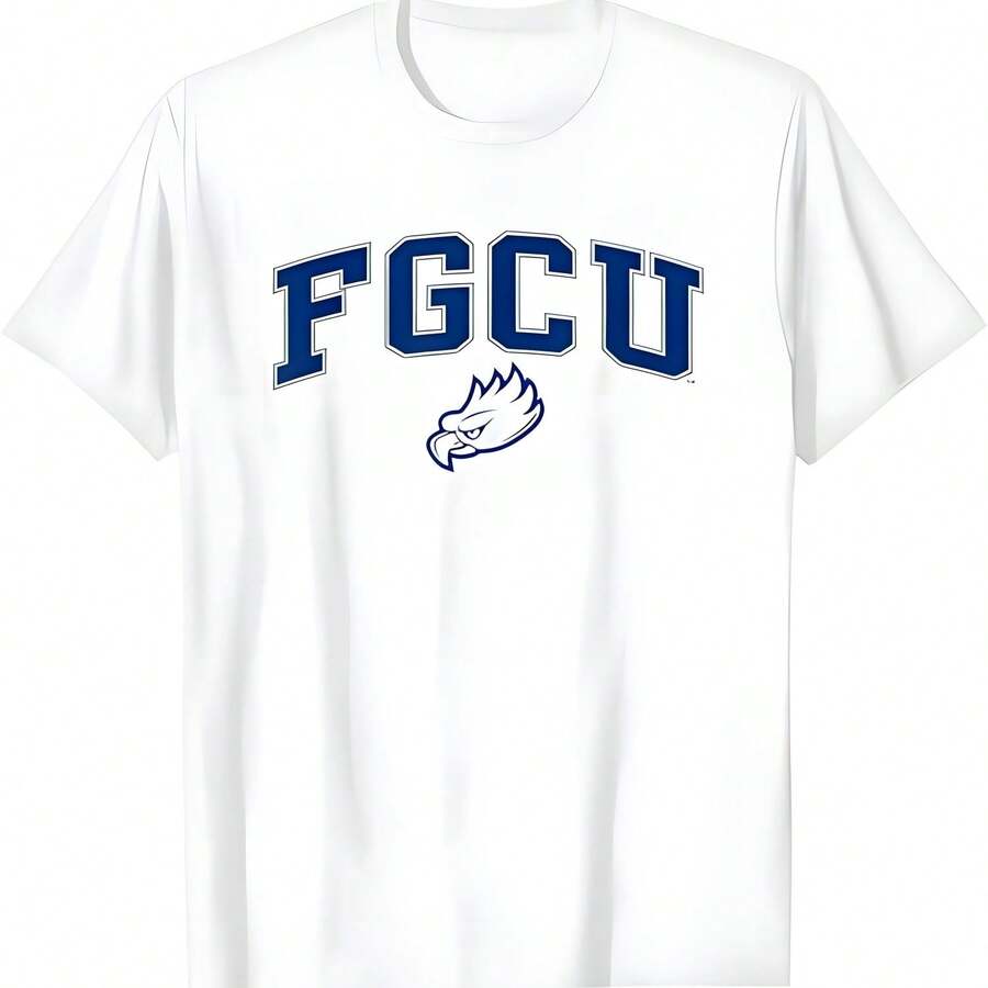 Elite Authentics Florida Gulf Coast Eagless Arc Over Logo Camiseta - Unisex-Adults, Unisex - Manga corta - Cuello de tripulación - Moderno - Camiseta para fans de deportes - Blanco - Ver 1