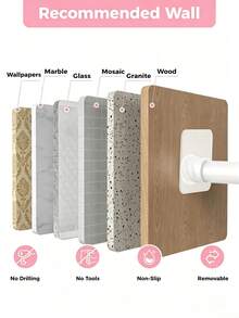 Adjustable Tension Rod Suitable For Shower Curtain Rod, Curtain Rod, Japanese-Style Curtain Rod, Bedroom Door Curtain Rod, Clothesline Bracket, No Drilling Required - View 9