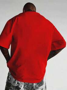 Short-Sleeve Heavyweight Cotton T-Shirt With New York Sky Freedom Graphic PAYEAH 100% Cotton - 紅色的 - 查看 4