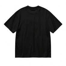 1 Piece Of Vintage Mason Thames Bootleg Cotton T-Shirt - High-Quality, Heavyweight, Minimalist Basic Casual T-Shirt With Dropped Shoulders, Streetwear Style, Versatile And Plain For Men And Women, Ideal For DIY Projects And Everyday Wear. 180g 100% Cotton. - 黑色 - 查看 2