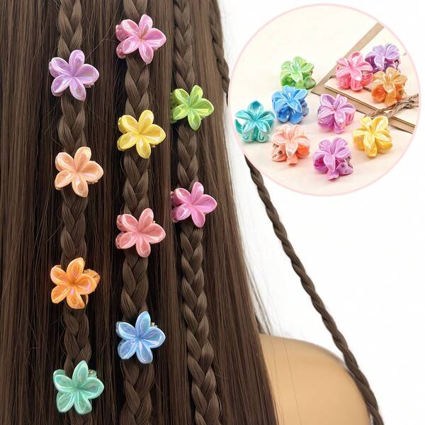 10/30/50pcs Assorted Colorful Floral Hair Clips, Sweet Daisy Flower Claw Clips, Hair Claw For Bun Updo Summer Hair Accessories