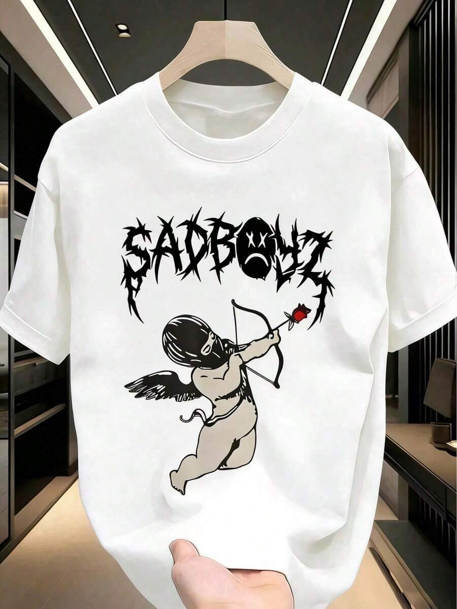 Men's Short-Sleeved, Crew-Neck T-Shirt. Casual Style With Modern And Comfortable Prints. For Men And Women, Couple Style, Short-Sleeved T-Shirt With Print. - 白色 - 查看 1
