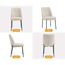 Chairus Modern Dining Chairs Set Of 2 Upholstered Kitchen Chairs In Chenille With Metal Legs For Dining Room/Kitchen/Bedroom - 燕麥色 - 查看 8