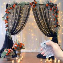 1pc Window Curtain LED String Lights, 8 Lighting Modes, Battery Powered Indoor Hanging Lights For Wedding, Birthday Party, Bedroom, Window Decor (Batteries Not Included) - AA Battery Box Curtain Light - View 21