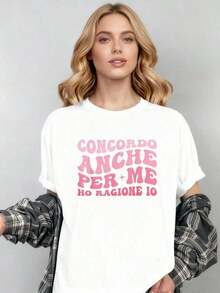 Funny Women's T-Shirt With Spanish Phrase - "I'm Also Right According To Me" - Retro Graphic Tee - Pink Text Tee - Loose Fit, Casual, For Everyday Wear - Funny Clothing With Spanish Phrases For Women - Conversation Starter Garment - 白色 - 查看 2