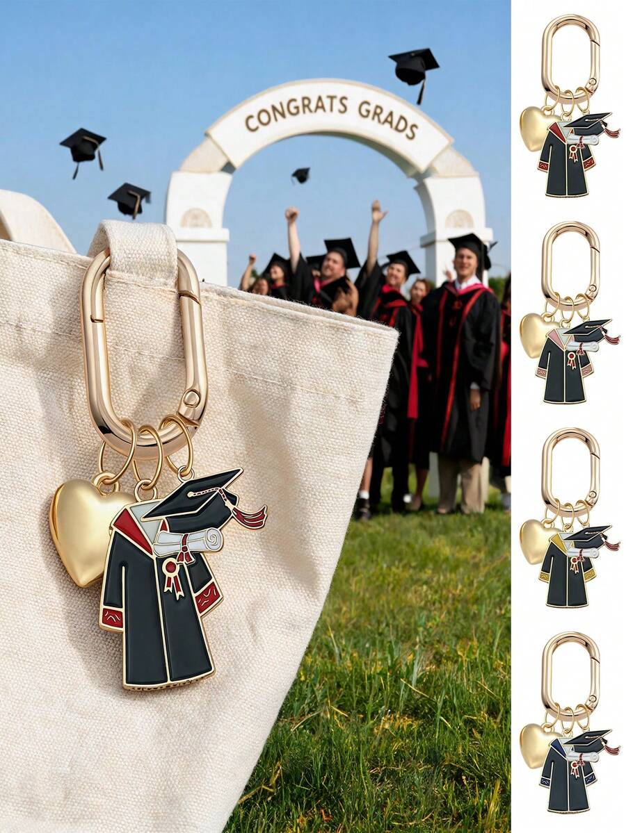 Graduation Memory Keychain 2026, Unisex Bachelor's Gown & Doctoral Cap Pendant Keyring Bag Charm, Y2K Style Graduation Commemorative Ornament, Multi-Functional Decor For Backpack Shoulder Bag Wallet Earphone Case Suitcase And Car Interior - Multicolor - View 1