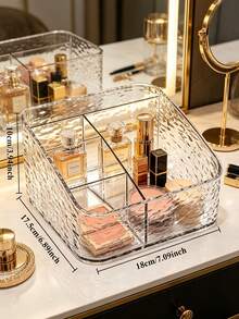 1pc Transparent Acrylic Desktop Storage Box - Multi-Compartment Remote Control Holder, Living Room Coffee Table, Bedroom Nightstand Tissue Box, Makeup Brush, Vanity Makeup Organizer - Transparent - View 10