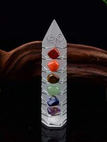 Natural Gypsum Obelisk Pyramid Seven Chakra Healing Stone Crafts, Home Decor Gift - Plaster Seven Chakra Pillars - View 12