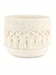Tassel Desktop Storage Basket, Makeup Brush Storage Box, Round Woven Storage Basket, Suitable For Storing Makeup Brushes, Hair Clips And Hair Accessories, Suitable For Storing Earphones And Data Cables, Miscellaneous Storage Box, Remote Control Storage Basket, Suitable For Living Room, Bedroom And Garden, Suitable As A Gift For Friends, Wedding Souvenir, Birthday Gift - Multicolor - View 5