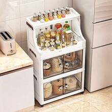 No-Assembly Storage Cabinet Multi-Layer Organizer Home Baby Kids Folding Wardrobe Plastic Portable Container Bedroom Kitchen Closet Shelves Stackable Design - Transparent - View 7