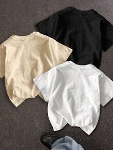 1 piezas/set de camisetas de manga corta ajustadas con estampado de cactus y coche vintage minimalista casual para mujer, verano - Albaricoque - Ver 2