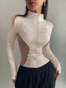 Chaqueta Ajustada Con Cierre De Cremallera Para Mujer - Multicolor - Ver 7