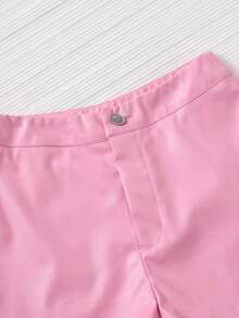 LUNE Shorts ajustados de piel sintética, casuales para el verano - Rosa Pálido - Ver 4