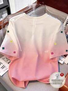 Camiseta de mujer de cuello redondo con estampado de limón degradado - Multicolor 6 - Ver 2
