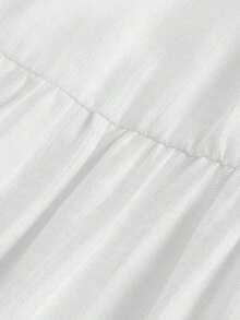 MOD Vestido de tirantes unicolor con cordón bajo con fruncido - Blanco - Ver 3