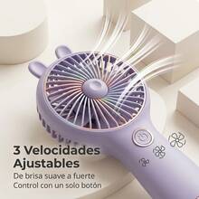 Portable Rabbit Ear Fan With Mobile Phone Holder, Rechargeable Model, Mini Three-Speed Adjustable Table Fan. - 淺粉色 - 查看 3