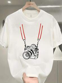 Camiseta de manga corta para hombre,% algodón, de marca de moda, estilo moderno, talla, versátil y casual, adecuada para todas las estaciones. Se puede usar como capa base en primavera y otoño o sola en verano. Estilo unisex, perfecta para amigos. Camiseta de marca de moda,% algodón y de alta calidad. - Blanco - Ver 11