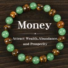 1pc Arpurraina Money Attraction Bracelet With Green Aventurine & Tiger Eye -    Blue Friendship Bracelet Beaded  Jewelry Bracelet Encouragement Fashion Artificial Bracelet  Of   Day Colorblock Beaded Bracelet - Multicolor. - View 10