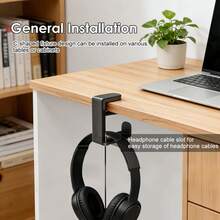 360° Rotating Earphone Holder, Made Of Plastic With Minimalist & Fashion Design, Featuring Cable Management Slot, Scratch-Resistant Curved Hook, Rotatable Earphone Stand And Non-Slip Rotating Storage Rack - Multicolor - View 8
