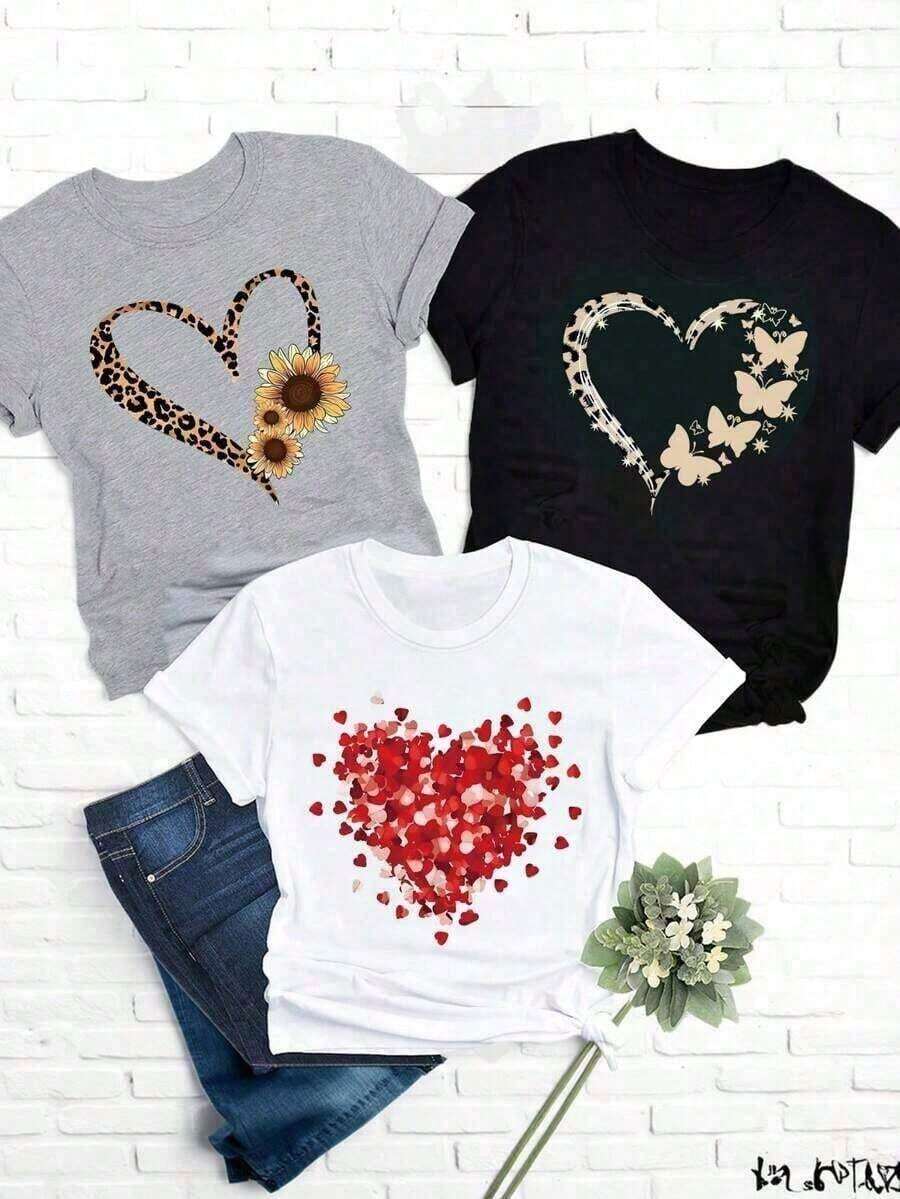 A Set Of Printed T-Shirts (More Than 3 Pieces) With A Modern And Stylish Design, Suitable For Everyday Wear And Lounging At Home. The Women's Short-Sleeved, Crew-Neck T-Shirt Is Made Of 100% Cotton, Making It Soft And Comfortable To Wear In Spring, Summer, Autumn, And Winter. It's Widely Used For Fitness Workouts, Daily Wear, Vacations, School, Office, Conferences, And Other Suitable Occasions. T-Shirts For Men And Women, Summer T-Shirts. Black, White - 白色 - 查看 1