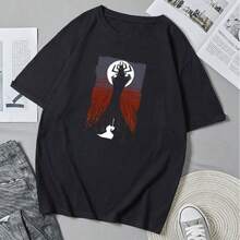 Unisex Jack T-Shirt With Anime Cartoon Graphic Print, Short Sleeve, Casual Summer Style. - 黑色 - 查看 1