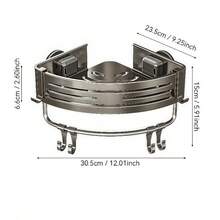 Suction Cup Wall Corner Hanging Rack, Lightweight Aluminum Alloy With Hook Storage Rack, Multi-Function Organizer For Kitchen And Bathroom - Gunmetal Gray Single-layer Strip Bar - View 12