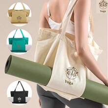 Minimalist Artistic Lotus Yoga Bag, Large Capacity Waterproof Canvas Gym Bag, Versatile For Class, Commute, Workout, Portable Storage Tote - Multicolor - View 4