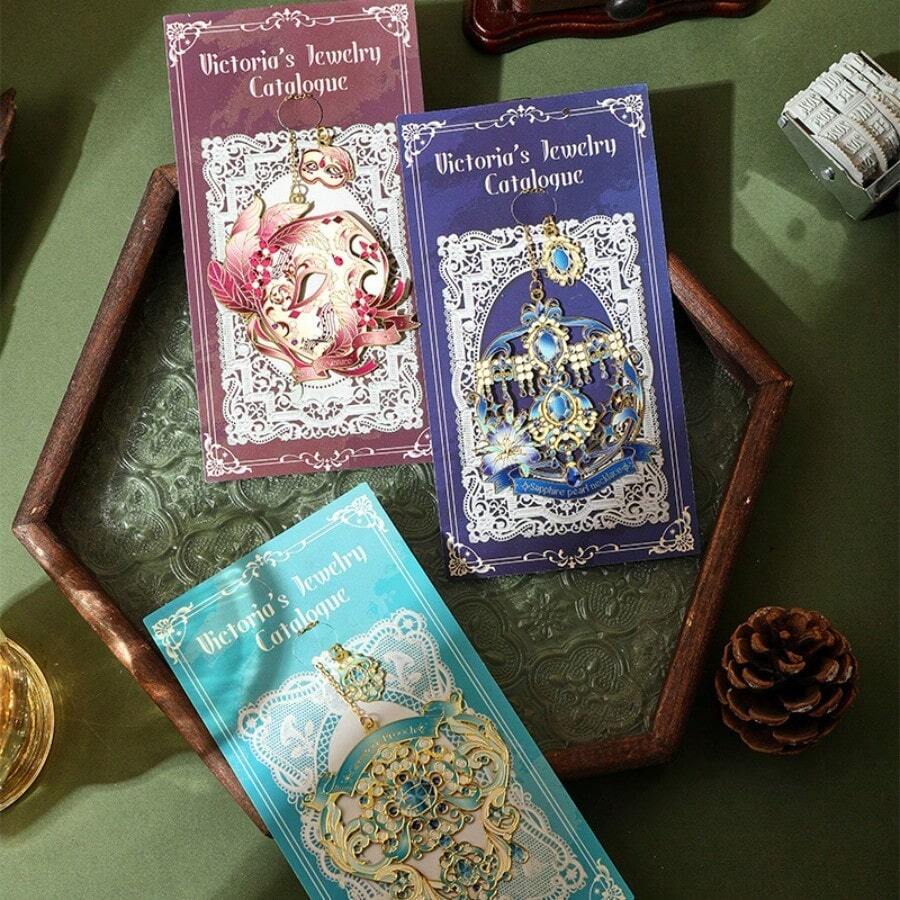 Dấu trang kim loại cổ điển retro, thẩm mỹ, sáng tạo, kẹp trang Victoria Jewelry Illustrated. - Kiểu 1 - Xem 1