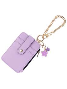 1pc Pastel Color Card Holder Keychain, Spring Floral Chain Design Zipper Coin Pouch, Practical & Gentle, Suitable For Commuting, Dating Or As A Thoughtful Gift - Multicolor - View 11