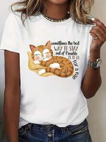 Women's Soft And Breathable T-Shirt With Floral And Heart Print, Short Sleeve - Casual Round Neck Blouse, Suitable For Daily Wear, Loungewear And Spring-Summer Outfits - Comfortable Machine Washable T-Shirt - 白色 - 查看 6