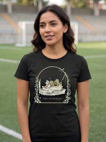 Women's Blouses. T-Shirt With Frog And Toad Print On A Boat, T-Shirt With The Phrase "Today I Will Take Life Easy", Short Sleeve With Casual Round Neck, Clothing Inspired By Retro Book Characters. - 白色的 - 查看 7