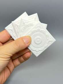 非木製 5cm 白色正方形迷你 3D 雕花天花板、模型屋 3D 浮雕拼接牆板地板磚、歐洲哥德式建築 DIY 裝飾翻新材料、迷你牆磚 - 彩色 - 查看 14