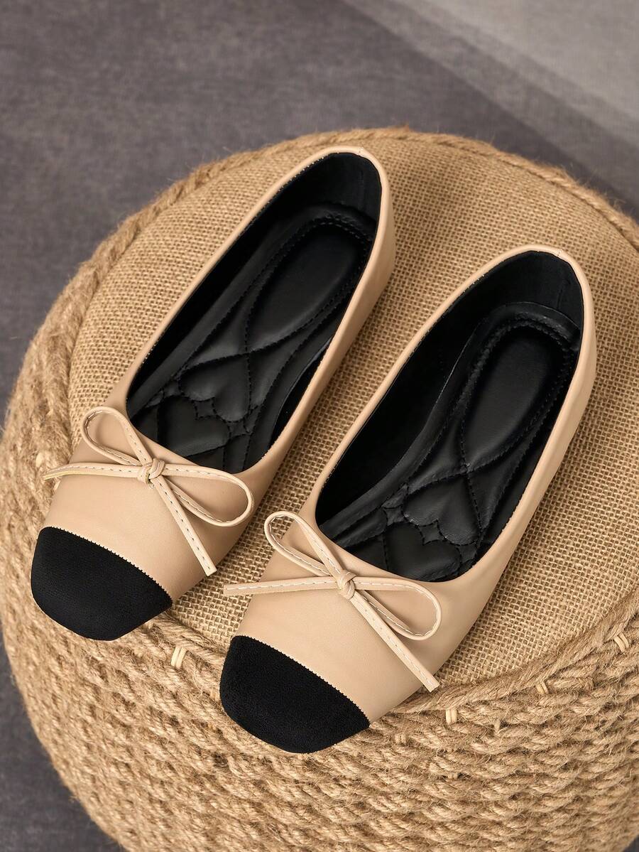 MonaNise Women's Fashion Khaki, Black & White Square Toe, Red Slip-On, Yellow Flat, Mint Green Casual/Travel, Pink Autumn, Burgundy Party/Formal, Versatile Casual/Office Black Shoes