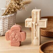 3D宗教十字架耶稣家庭蜡烛硅胶模具 - 耶稣受难及耶稣诞生场景雕塑模具,适用于大豆蜡、香薰蜡烛、石膏、树脂浇铸、DIY家居装饰、基督教礼品制作 - 十字架耶穌 - 查看 10