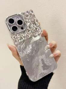 新款贝壳纹理3D水晶水钻手机壳，奢华闪亮，兼容 14 Pro Max/14 Pro/14、15 Pro Max/15 Pro/15，优雅款，兼容 12/13 Pro Max、17/17 Pro/17 Pro Max、16/16 Pro/16 Pro Max/16 Plus - 銀色 - 查看 2