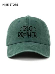 Vintage Washed Baseball Cap - Printed With "Big Brother" | Adjustable Casual Hat, Suitable For Family And Streetwear Style - A - View 12