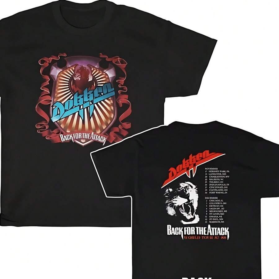 Dokken 1987-88 Back For The Attack World Tour Shirt - Black - View 1