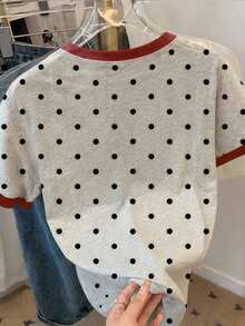 Camiseta de mujer de manga corta con cuello redondo, estampado floral y de uso versátil - Multicolor - Ver 2