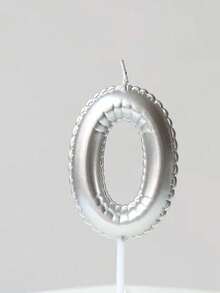 1pc Silver Floral Decorative Balloon Shaped Birthday Candle, Hand-Painted Birthday Number 0-9 Birthday Candle, Happy Birthday Cake Decoration, Birthday Party Decoration, Suitable For Birthday, Anniversary, Gender Reveal Party, Bachelorette Party, Graduation Ceremony - Silver - View 18